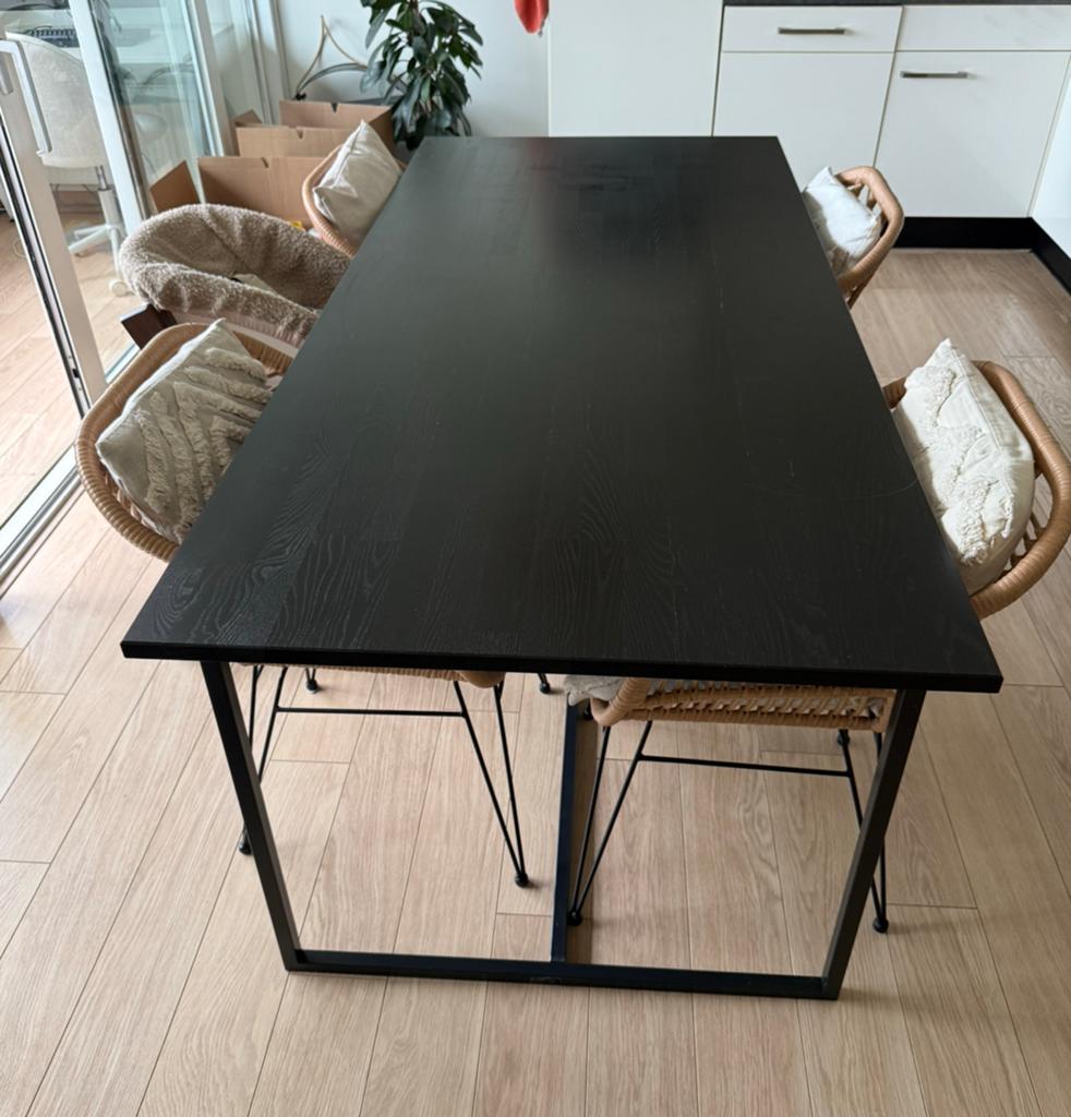 Zwarte eettafel 200x90, Huis en Inrichting, Tafels | Eettafels, Gebruikt, 200 cm of meer, 50 tot 100 cm, Industrieel