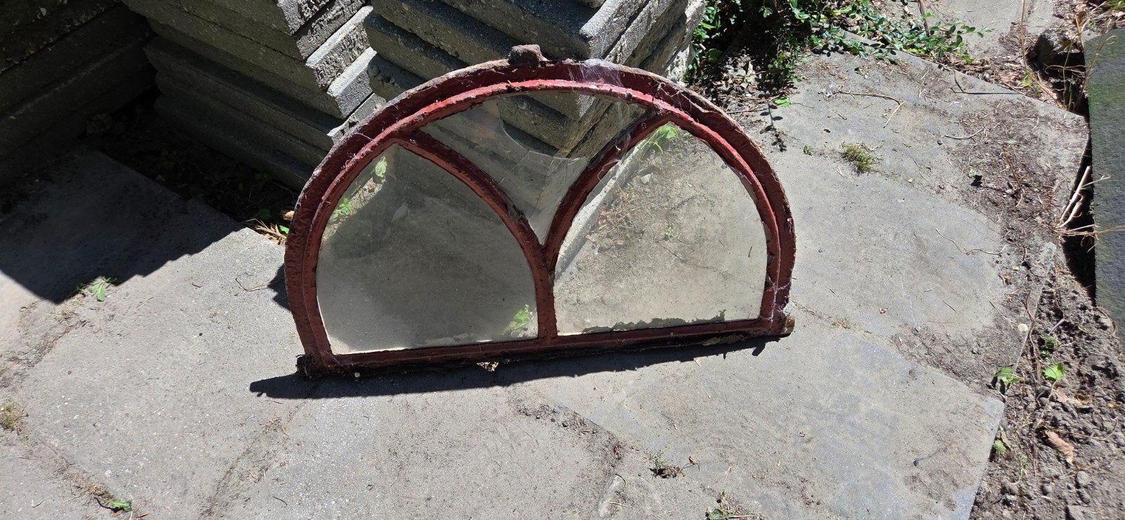 2x Vintage Antiek Stalraam - Halfrond gietijzeren raam, Ophalen