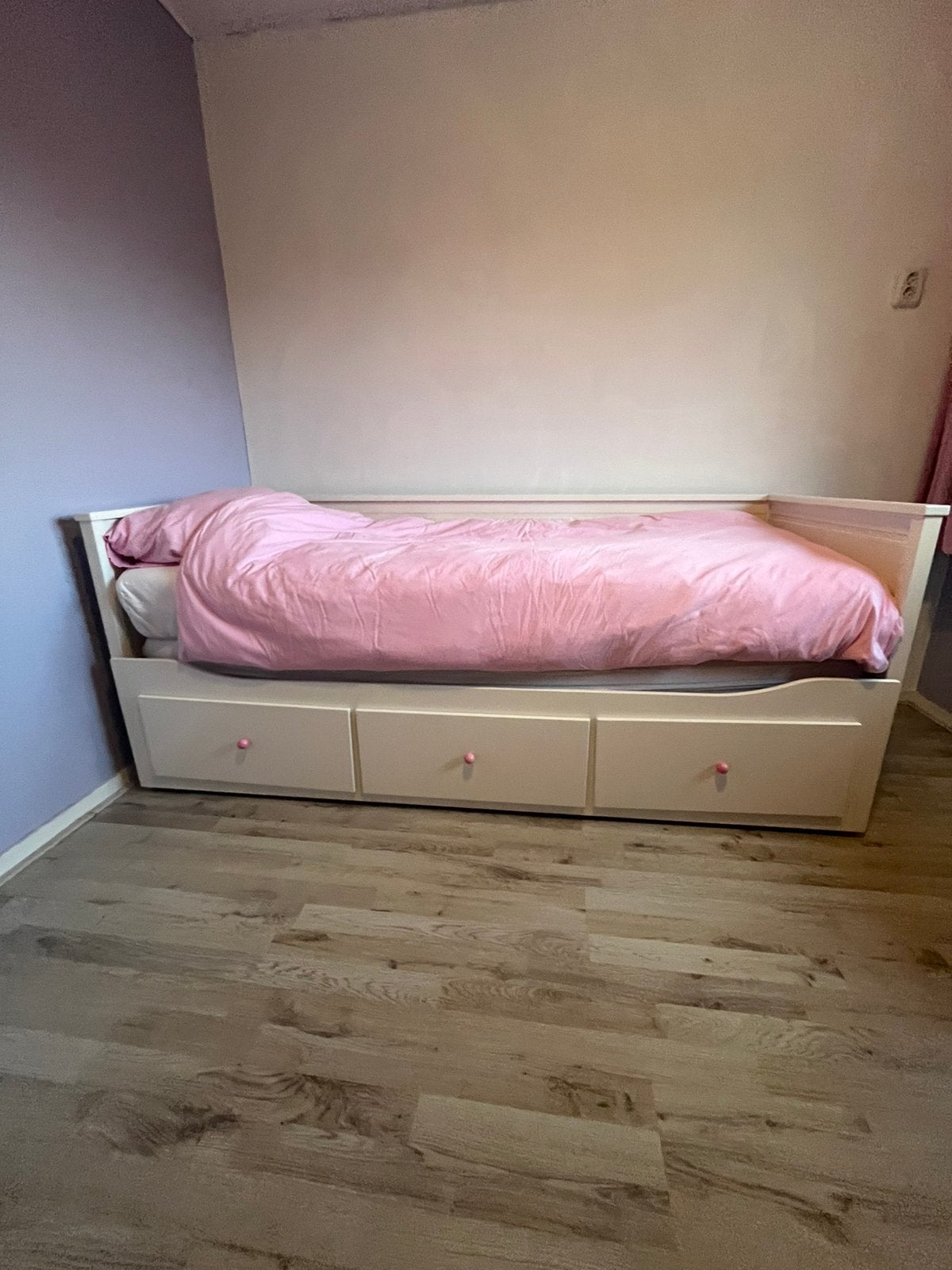 HEMNES bed(bank) uitschuifbaar 80/160x200, Ophalen, 85 tot 100 cm, Zo goed als nieuw, Lattenbodem