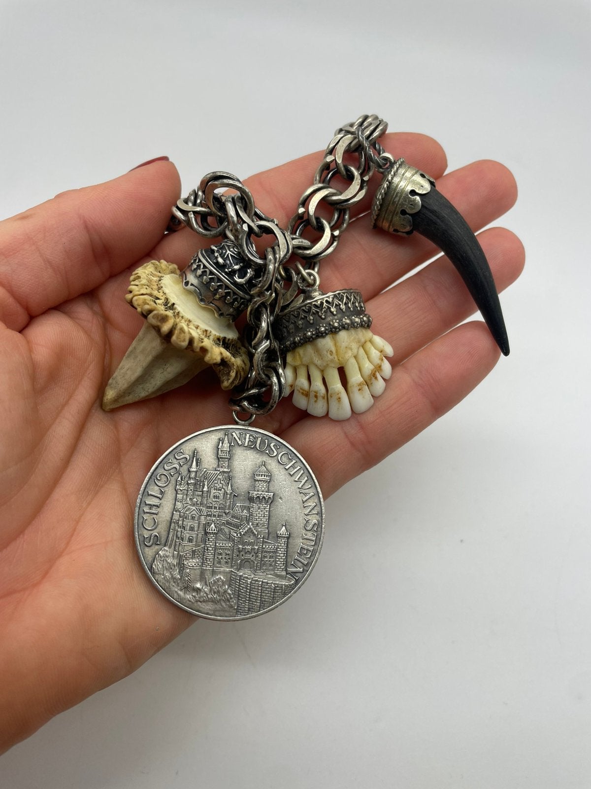 G200 Prachtige charivari ketting klederdracht juweel, Ophalen of Verzenden, Zilver, Ketting