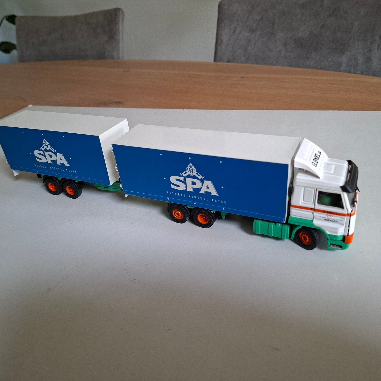 Tekno Scania G. Snel B.V. Woerden met Spa opleggers, Hobby en Vrije tijd, Ophalen of Verzenden, Zo goed als nieuw, Overige merken