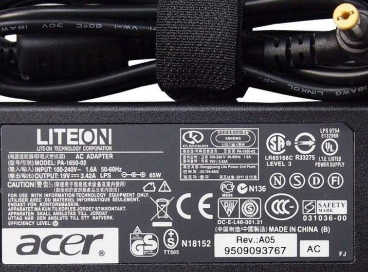 Acer Aspire LITE-On PA-1650-86 19V 3.42A 65W Adapter Oplader, Ophalen of Verzenden, Nieuw, Acer