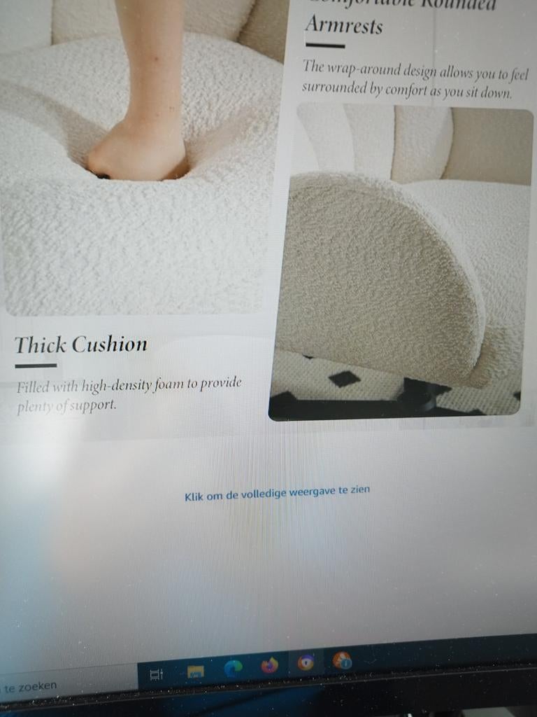 Nieuwe witte TEDDY draaifauteuil nieuw in verpakking, Huis en Inrichting, Fauteuils, Ophalen, Nieuw, 75 tot 100 cm, 50 tot 75 cm