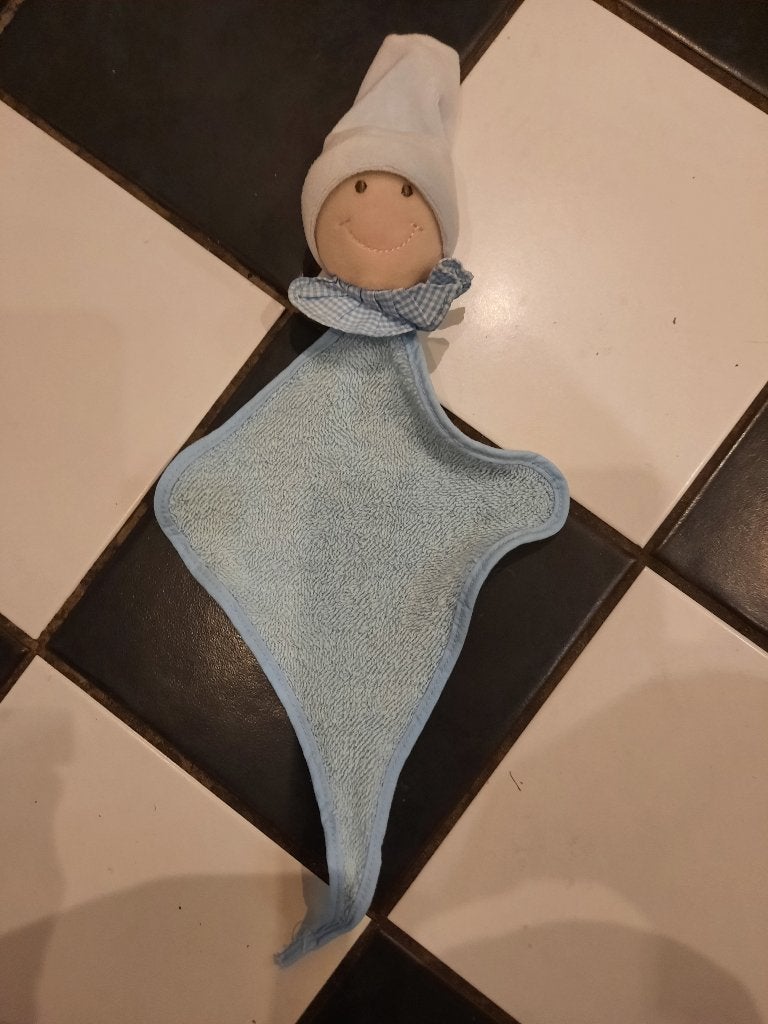 Aurora popje blauwe/roze sabbel doekje pop tutteldoekje, Overige merken, Overige typen, Blauw, Ophalen of Verzenden