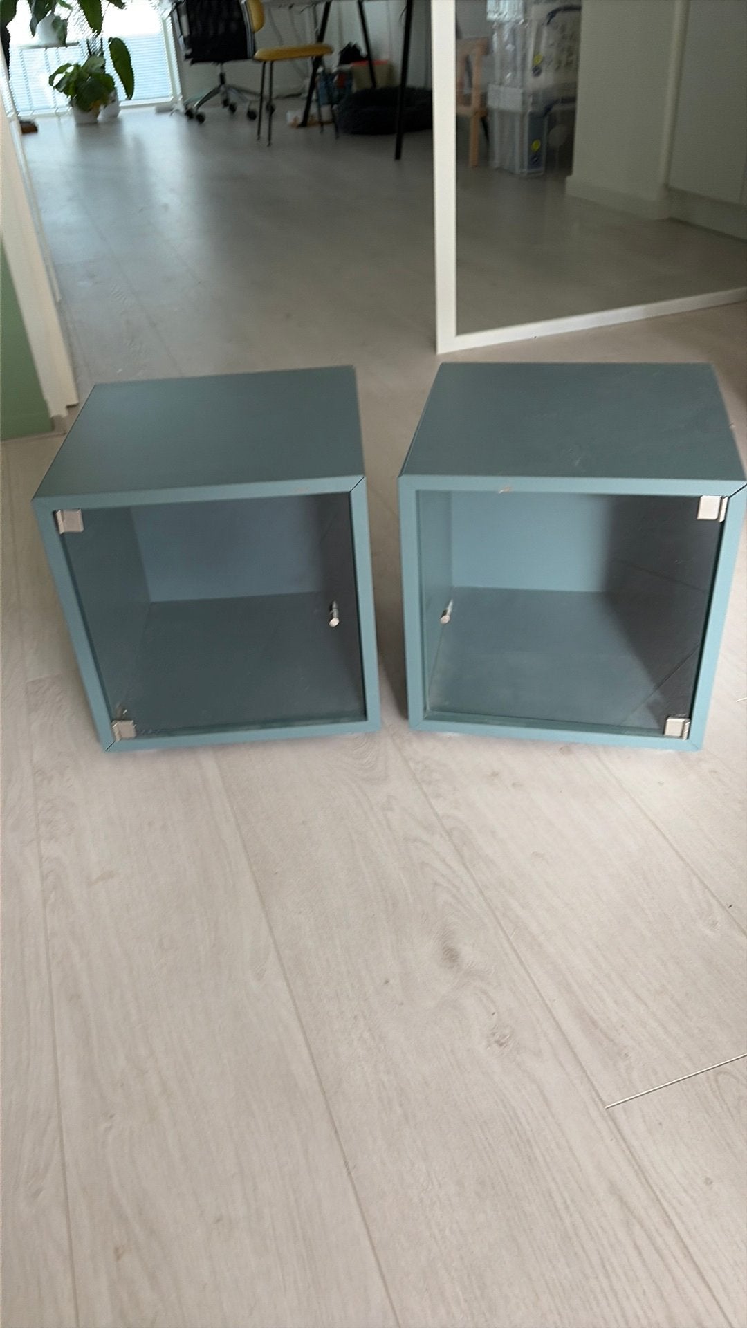2x ikea Eket kastjes grijsblauw 35x35x35, Ophalen, Overige materialen, Gebruikt, Minder dan 45 cm