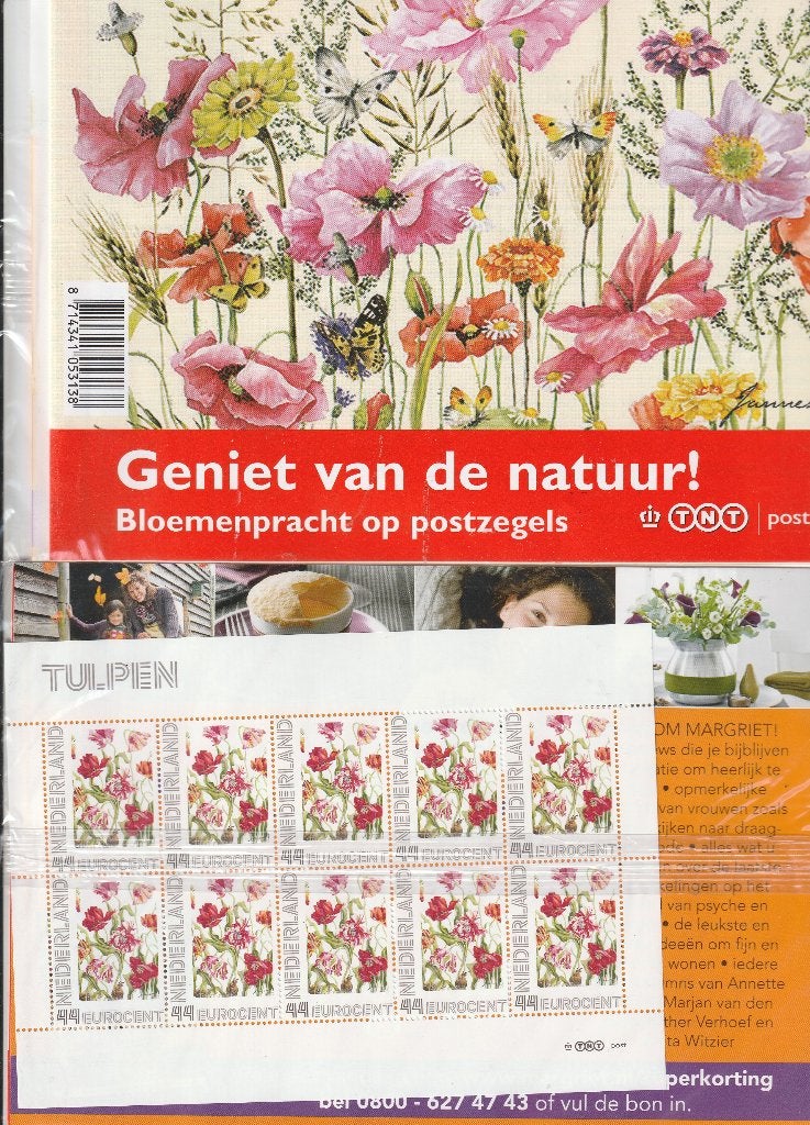 Bloemenpracht op postzegels: Tulpen in cellofaanverpakking, Postzegels en Munten, Ophalen of Verzenden, Na 1940, Postfris