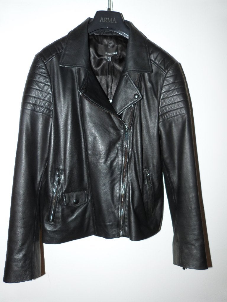 Leren biker jack, maat 44, Ophalen of Verzenden, Zo goed als nieuw, Maat 42/44 (L), Zwart