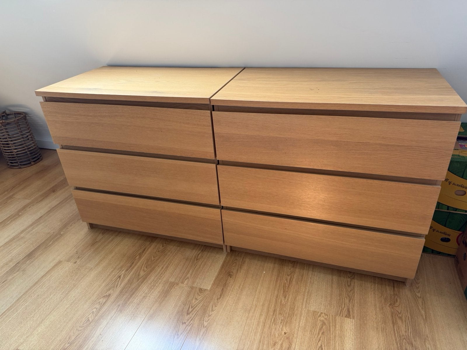 2x Ikea Malm Eiken bruine ladekast 80cm 3 lades, Ophalen, 50 tot 100 cm, Zo goed als nieuw, 3 of 4 laden
