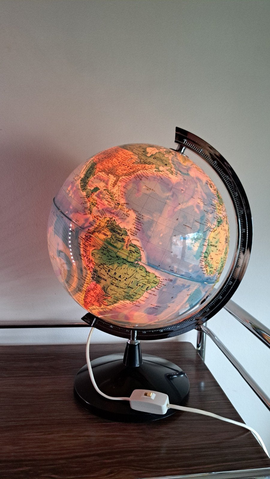 Vintage jaren 70 Tecnodidattica Italy wereldbol globe 30cm, Huis en Inrichting, Woonaccessoires | Wereldbollen, Ophalen of Verzenden