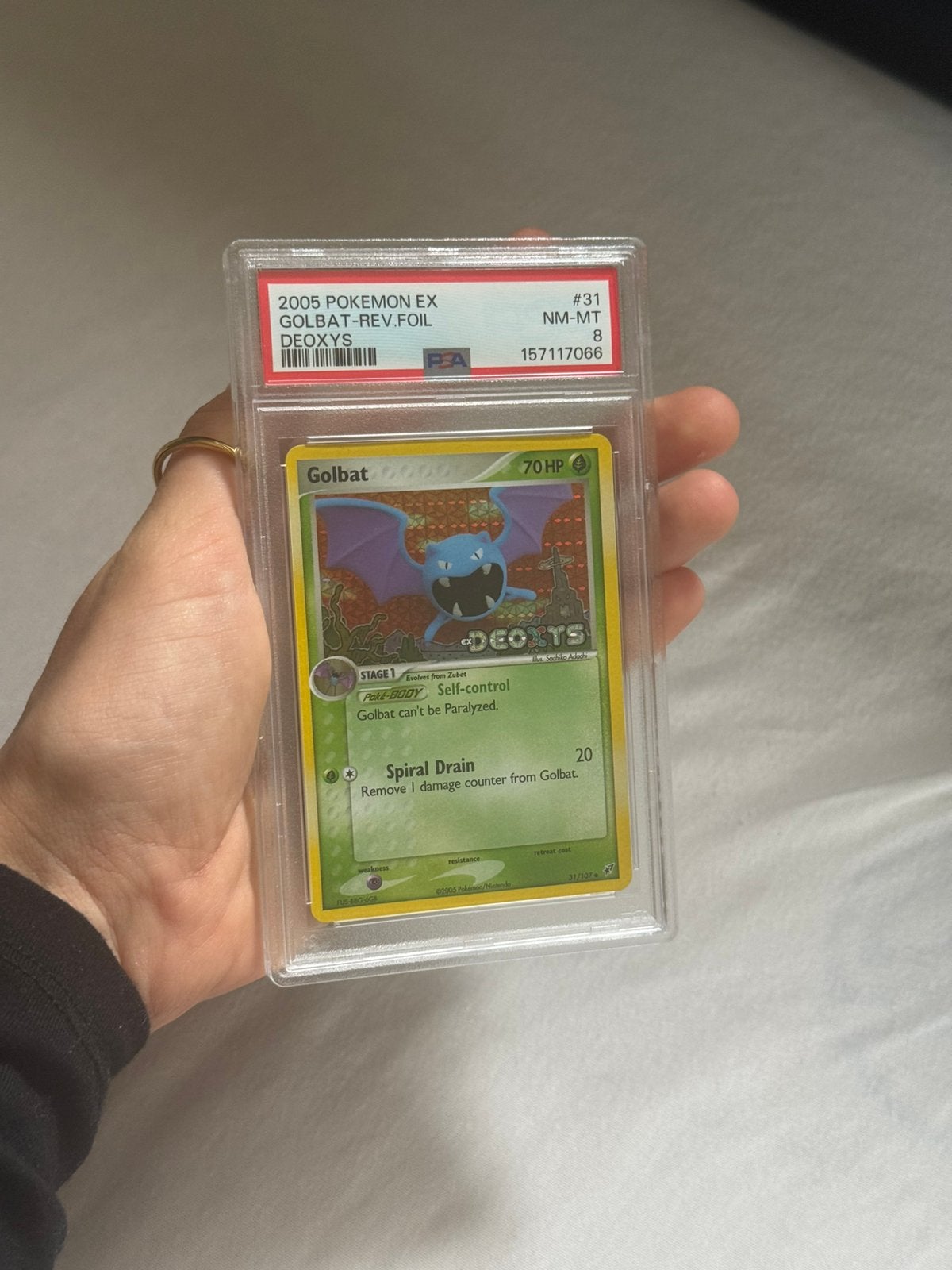 Golbat Reverse Holo #31 PSA 8 - EX Deoxys 2005, Ophalen of Verzenden, Zo goed als nieuw