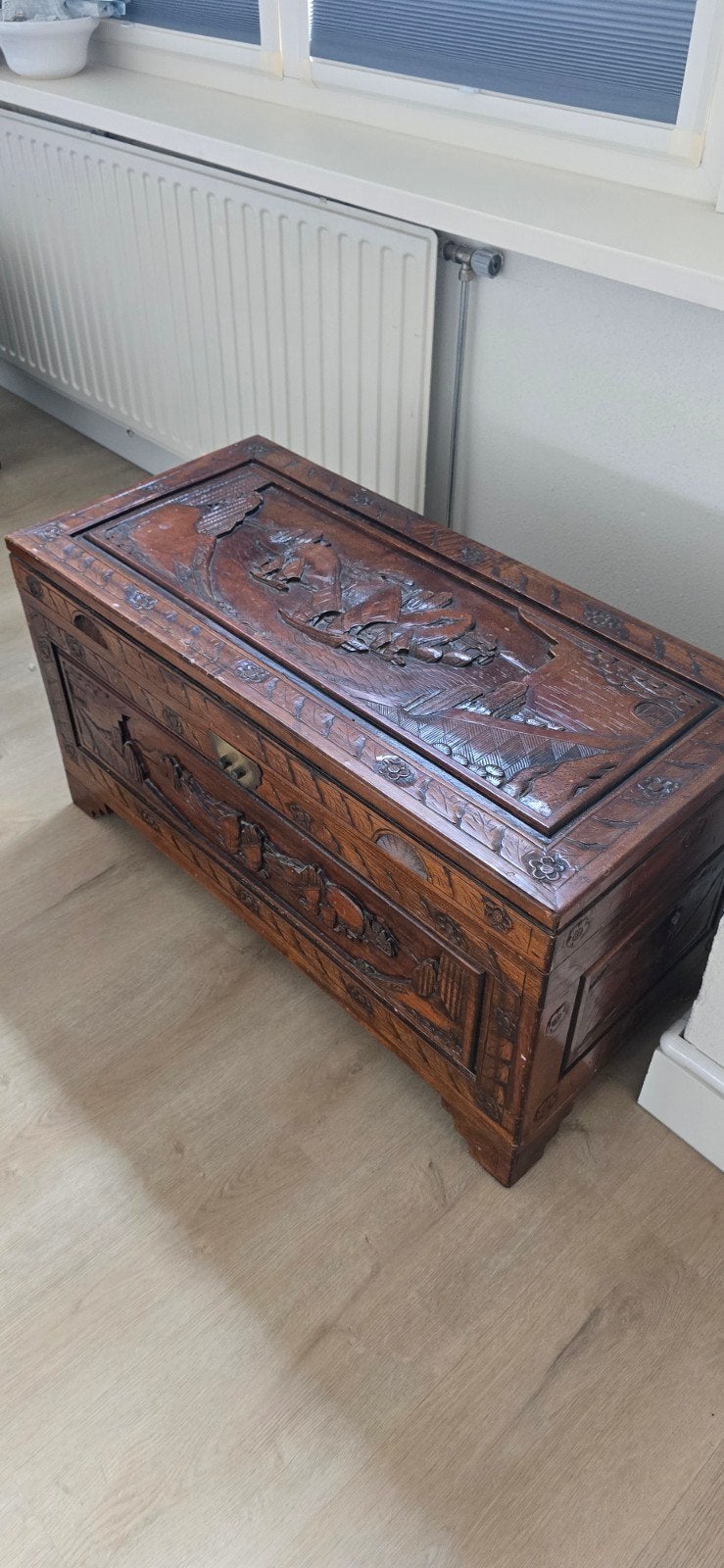 Houten dekenkist met houtsnijwerk - Oosterse stijl, Ophalen