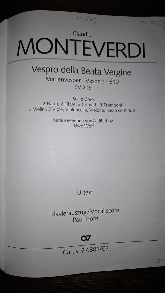 Claudio Monteverdi Vespro della Beata Vergine, Mariavespers, Ophalen of Verzenden, Artiest of Componist, Klassiek, Koor