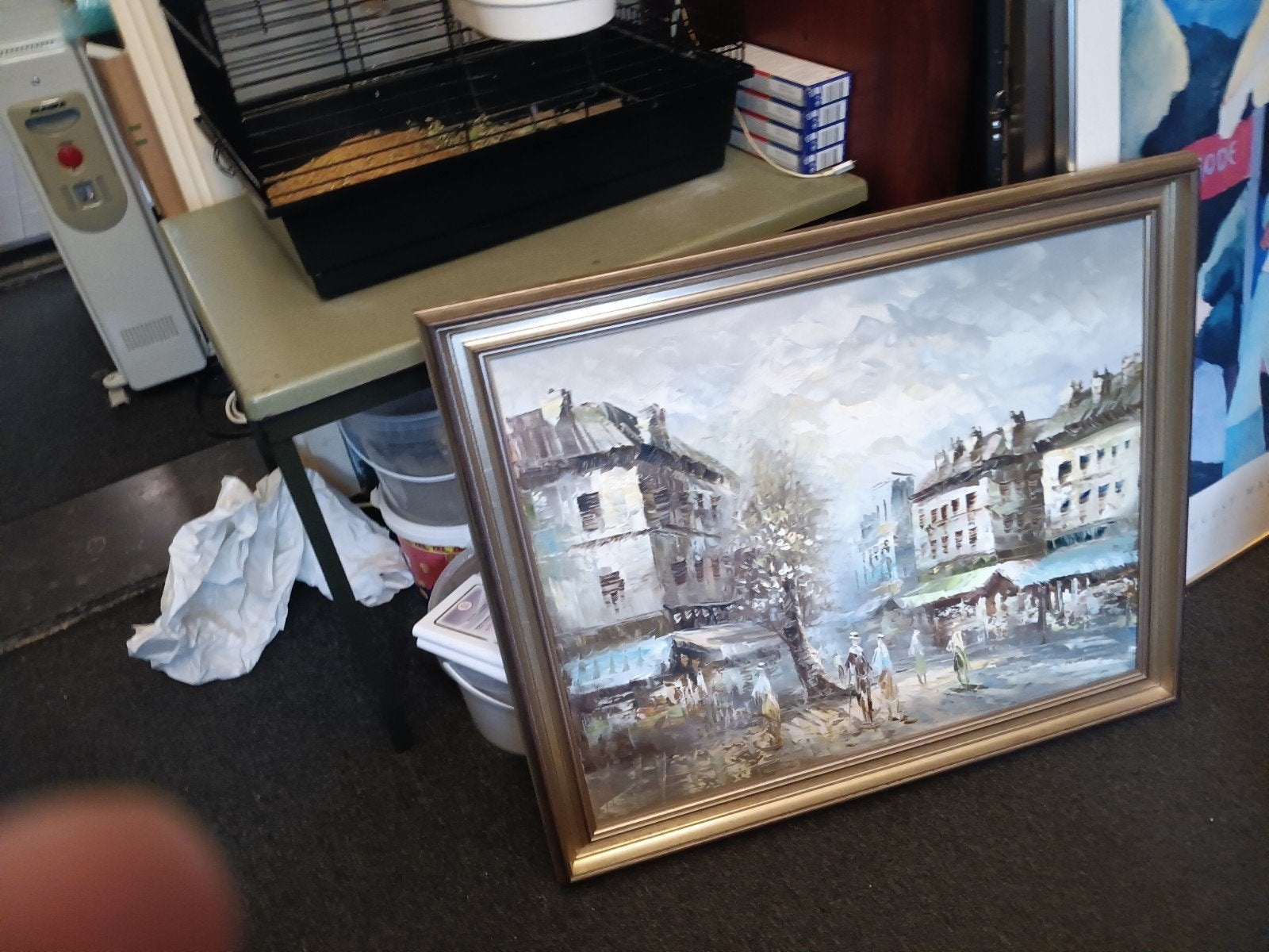 Schilderij met stadsgezicht in gouden lijst, Ophalen of Verzenden