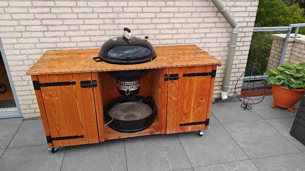 BBQ meubel Douglas Weber Master-Touch 57 cm + draaispit, Tuin en Terras, Buitenkeukens, Ophalen, Houtskool, Zo goed als nieuw