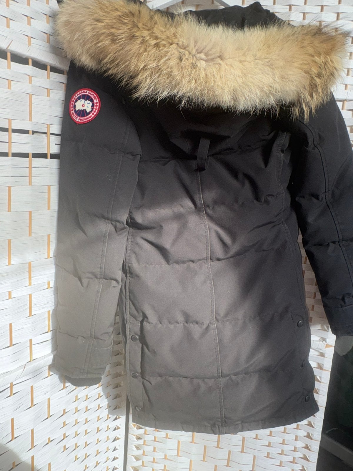 Canada Goose Jas Zwart met Bontkraag - Maat M, Ophalen of Verzenden, Gedragen, Maat 38/40 (M), Zwart