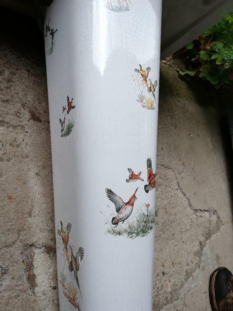 Franse wastafel op zuil prachtig decor verschillende VOGELS, Ophalen