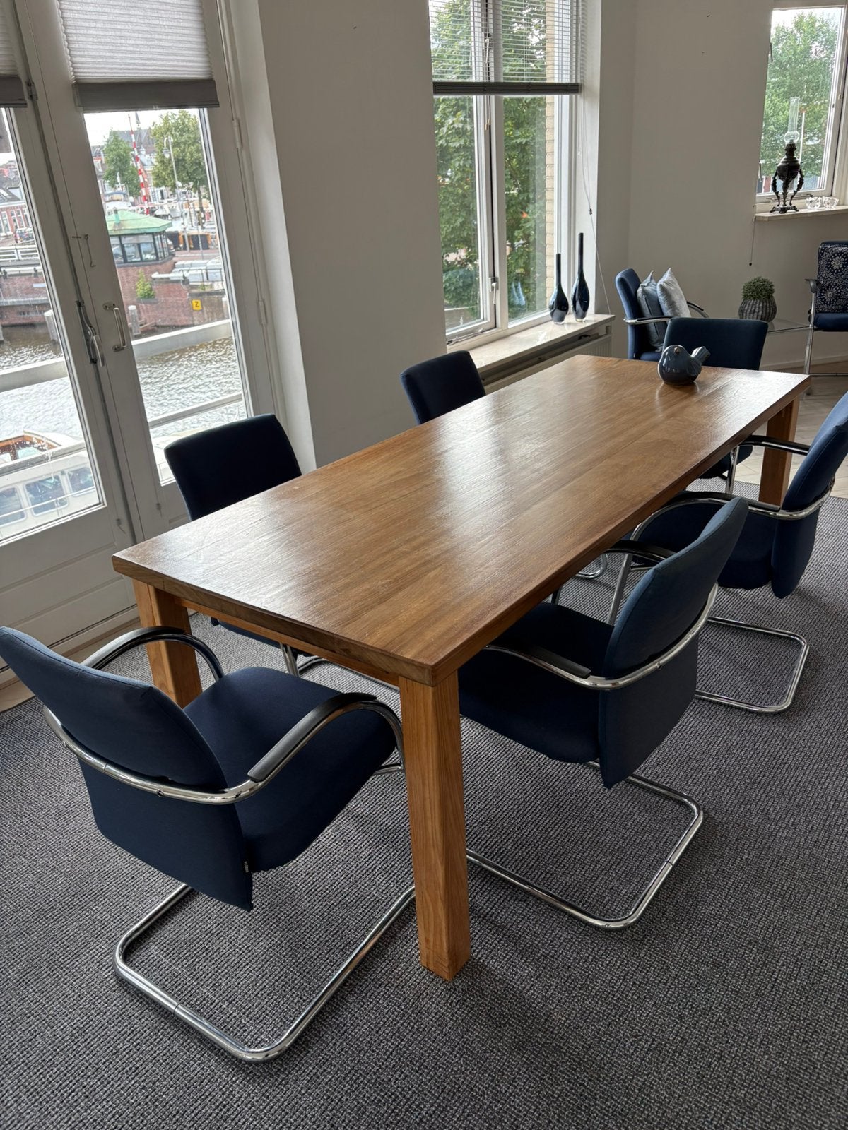 Eethoek met 8 stoelen, Huis en Inrichting, Tafels | Eettafels, Ophalen, Gebruikt, 200 cm of meer, 50 tot 100 cm