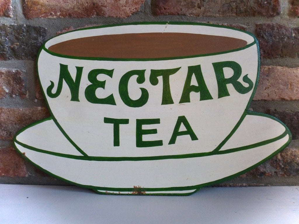Handgeschilderd houten Nectar Tea bord / Engels thee reclame, Reclamebord, Ophalen of Verzenden, Zo goed als nieuw, B6
