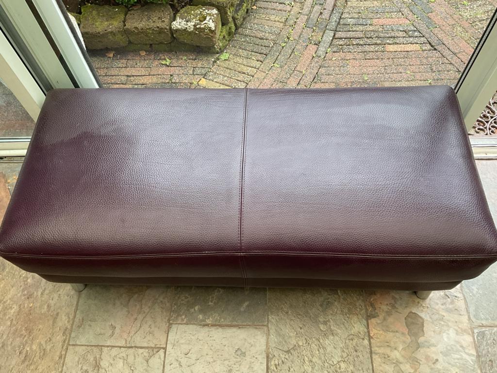 Leolux bankje/poef - 120x52x42 cm, Ophalen, 50 tot 75 cm, Leer, Zo goed als nieuw
