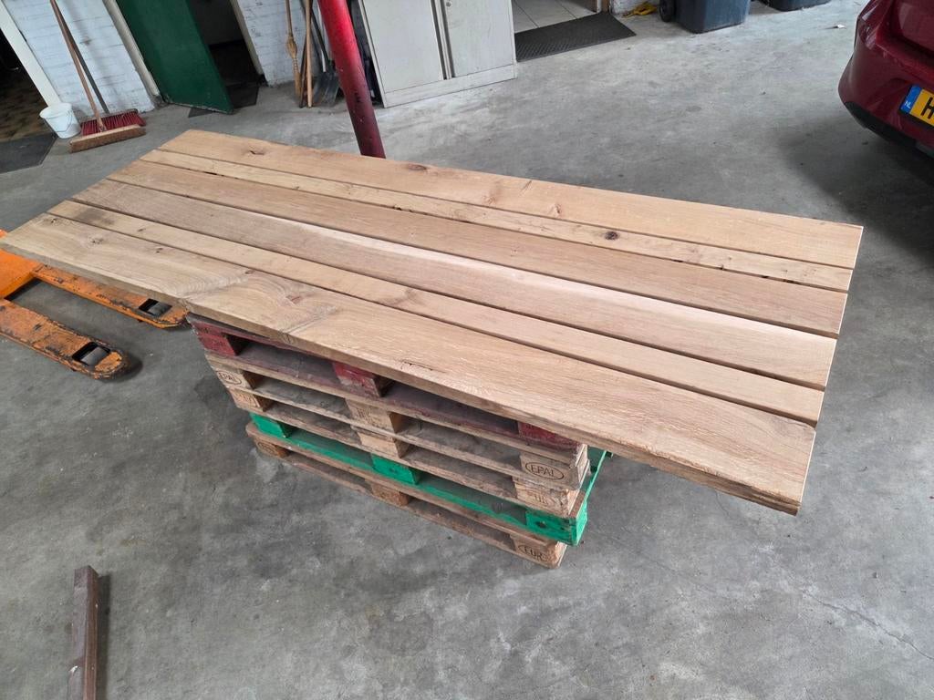 Eiken tafelblad 250 cm, Tuin en Terras, Tuintafels, Ophalen, Rechthoekig, Hout