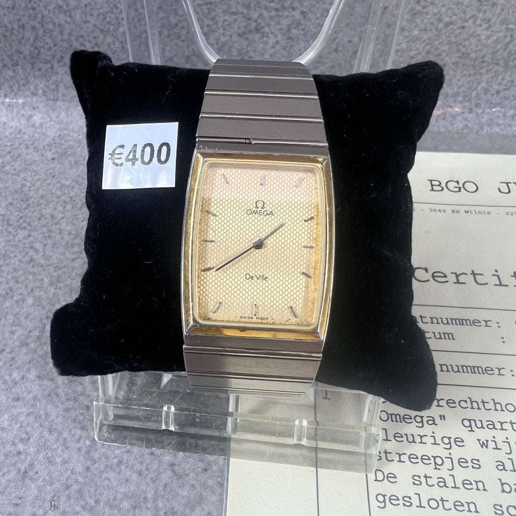 Horloge Omega de Ville Quartz | 1408-055 | certificaat, Sieraden, Tassen en Uiterlijk, Staal, Gebruikt, Staal, Polshorloge