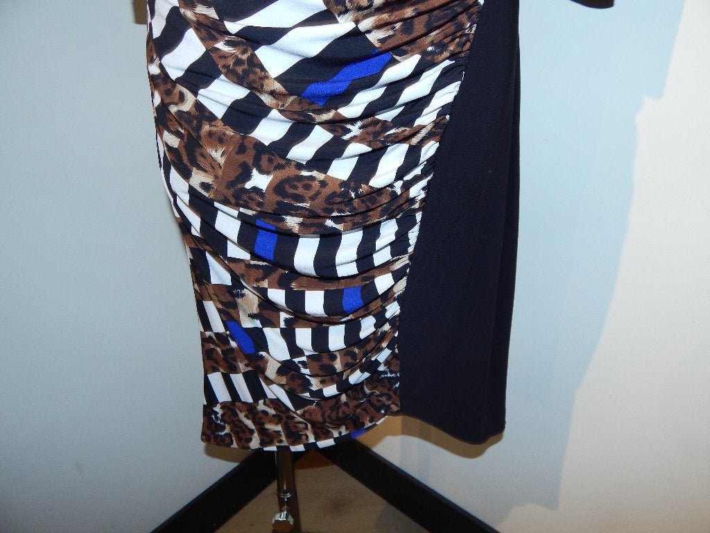 Joseph Ribkoff stretch jurk aparte print jaguar gesmockt 44, Maat 42/44 (L), Joseph Ribkoff, Knielengte, Gedragen