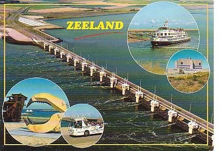 Ansichtkaart	Zeeland	5-luik	Stormvloedkering, Verzenden, 1980 tot heden, Gelopen, Zeeland