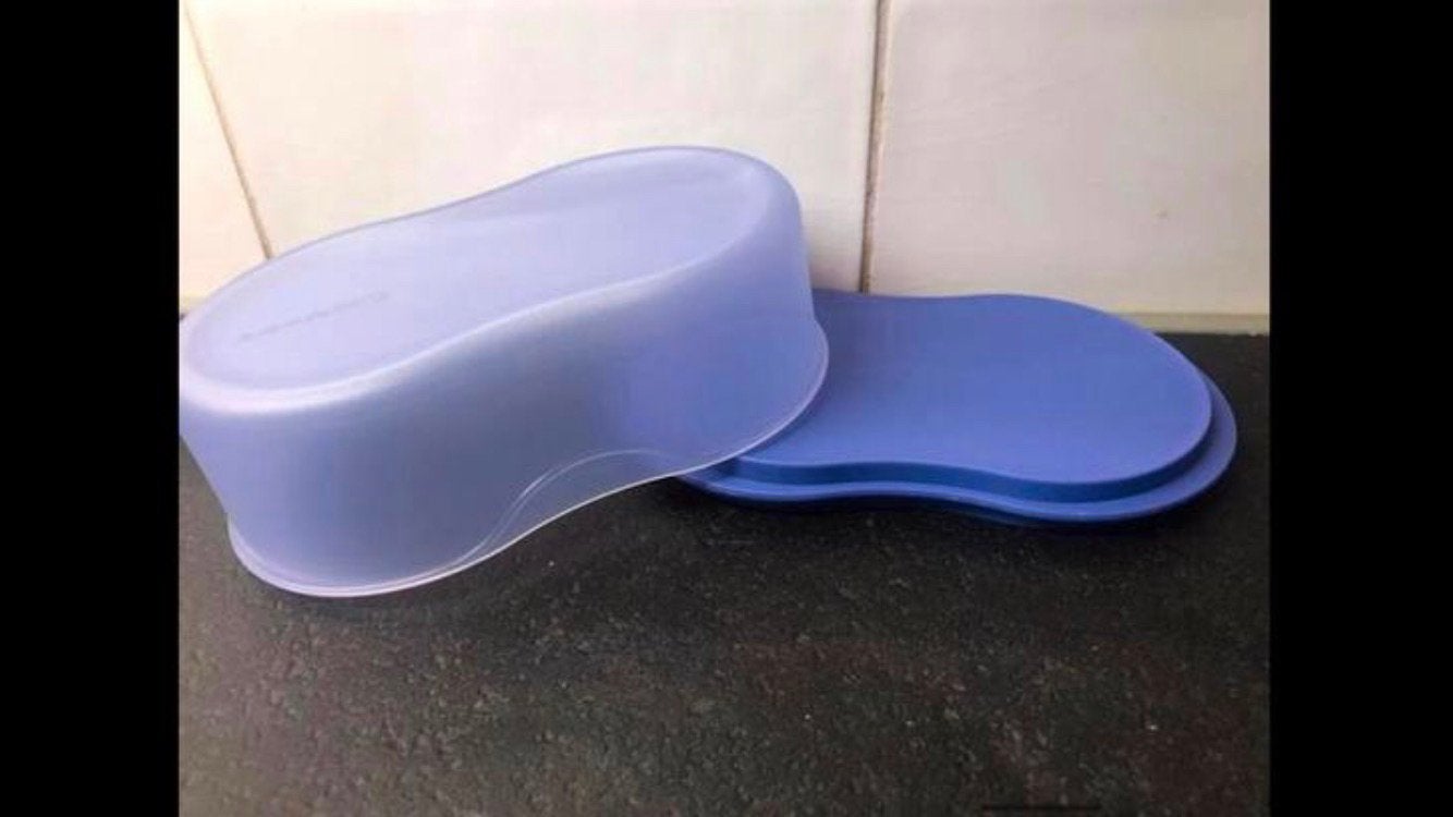 Tupperware botervloot boterdoosje bakje ovaal golf doosje, Ophalen of Verzenden, Zo goed als nieuw, Paars, Overige typen