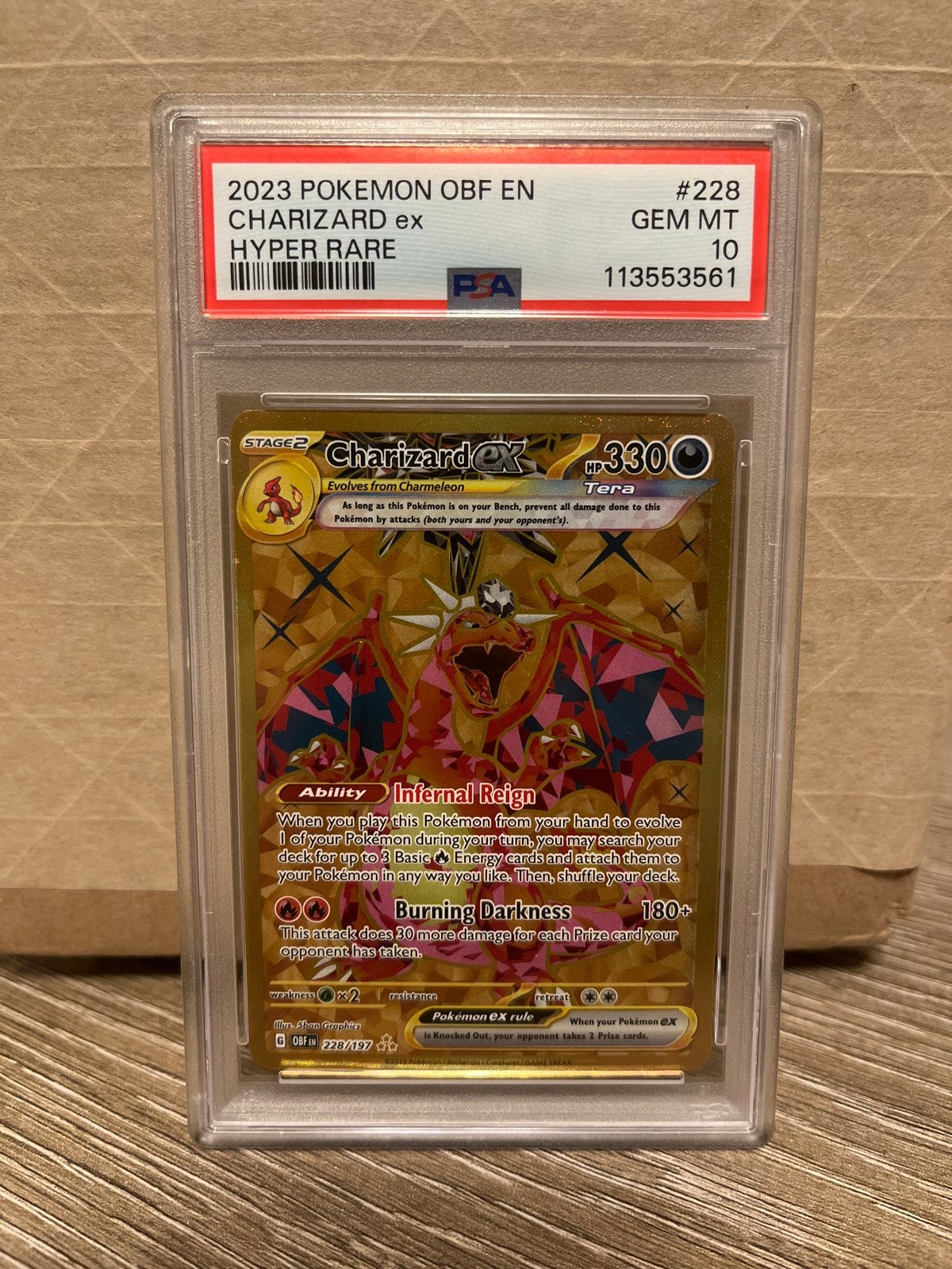 Charizard ex Tera Hyper Rare PSA 10 - Pokémon Obsidian Flame, Ophalen of Verzenden, Nieuw, Losse kaart, Foil