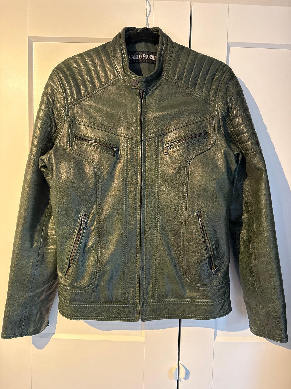 Heren Leren Jas - Maat 48, Ophalen of Verzenden, Zo goed als nieuw, Maat 48/50 (M), Groen