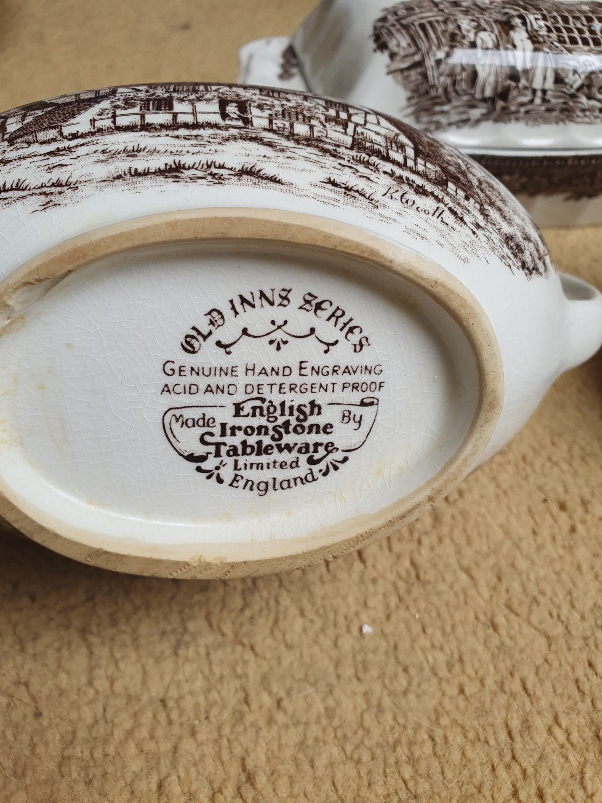 Engels Ironstone Servies: Old Inns Series Sauskommen & Boter, Ophalen of Verzenden