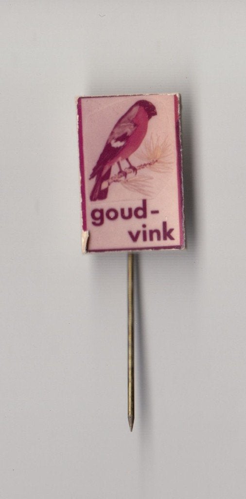 Vogel Goudvink speldje, Verzamelen, Gebruikt, Niet vindbaar, Niet vindbaar, Speldje of Pin