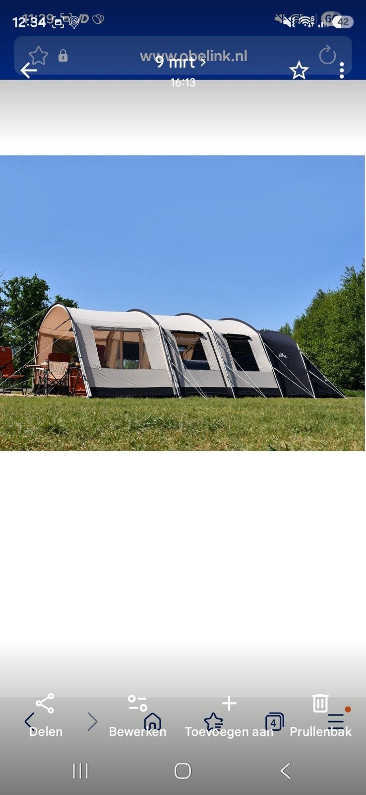 Nieuwe Obelink Familia 6 TC tunneltent met complete set, Ophalen, Nieuw