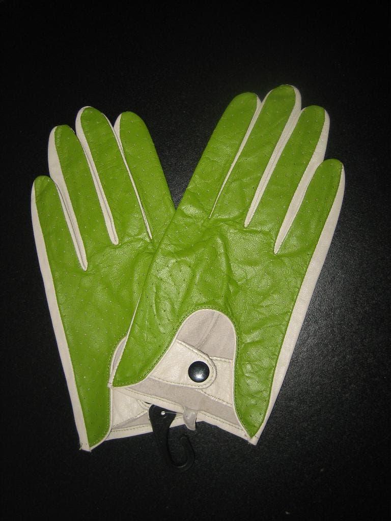 Nieuw! Sportieve groen-creme leren handschoentjes Snazzeys, Verzenden, Nieuw, Handschoenen