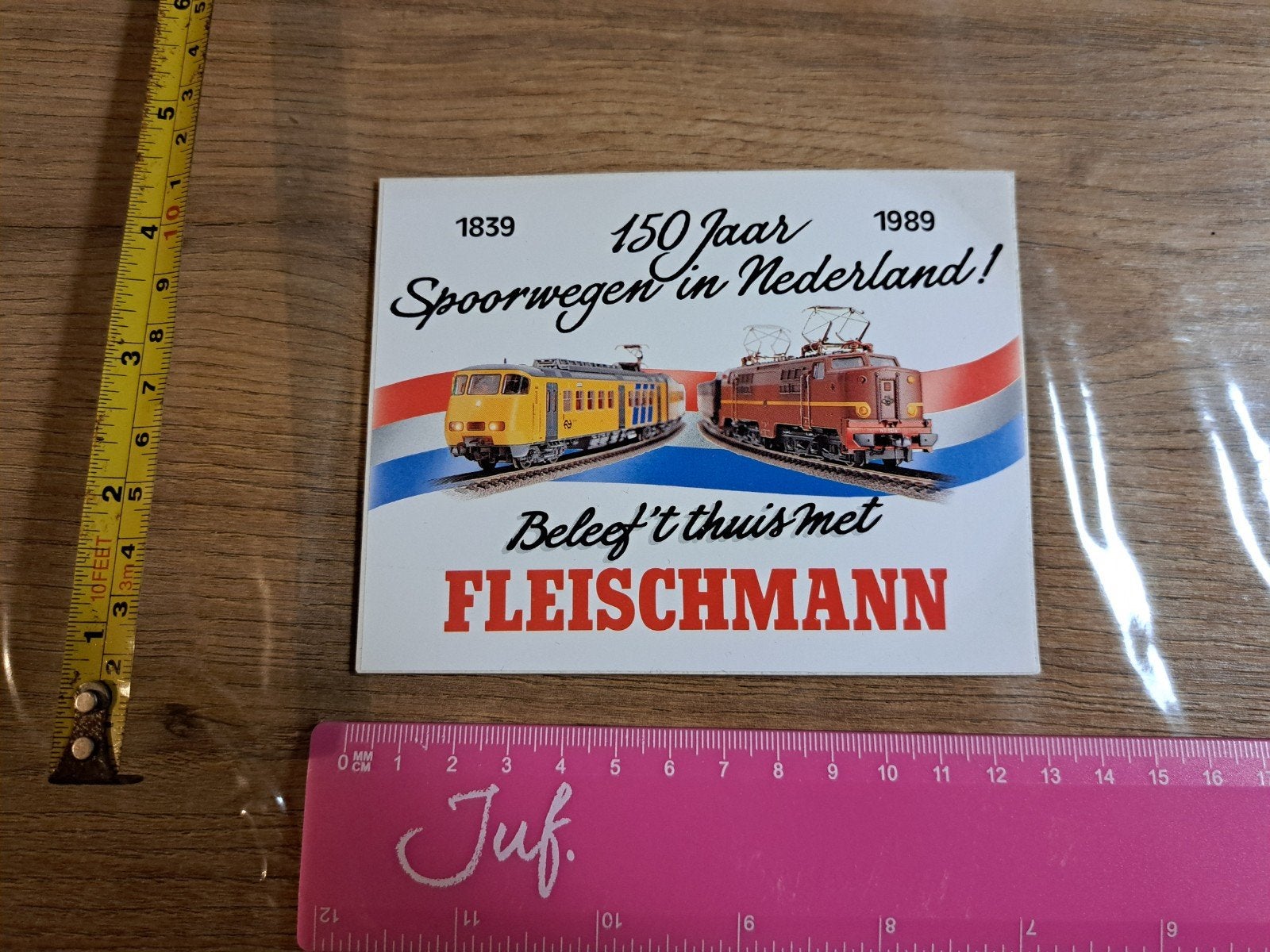 Sticker Fleischmann 150 jaar spoorwegen in Nederland 1989, Ophalen of Verzenden, Zo goed als nieuw, Bedrijf of Vereniging