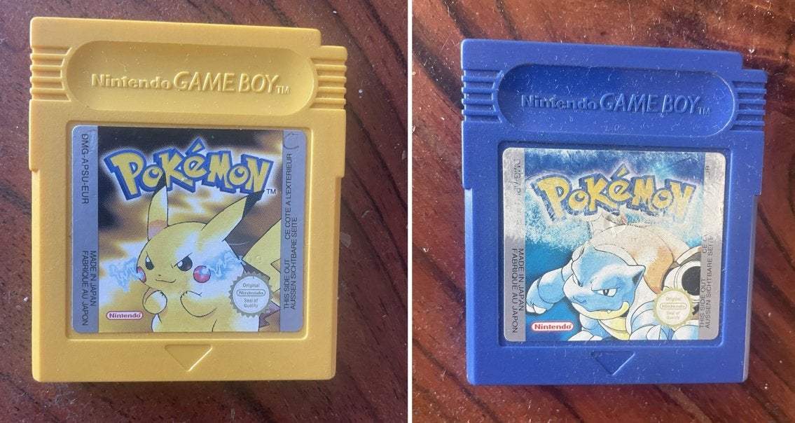 Pokémon Yellow & Blue Game Boy spellen - Getest en werkend, Spelcomputers en Games, Ophalen, Gebruikt, 1 speler, Role Playing Game (Rpg)