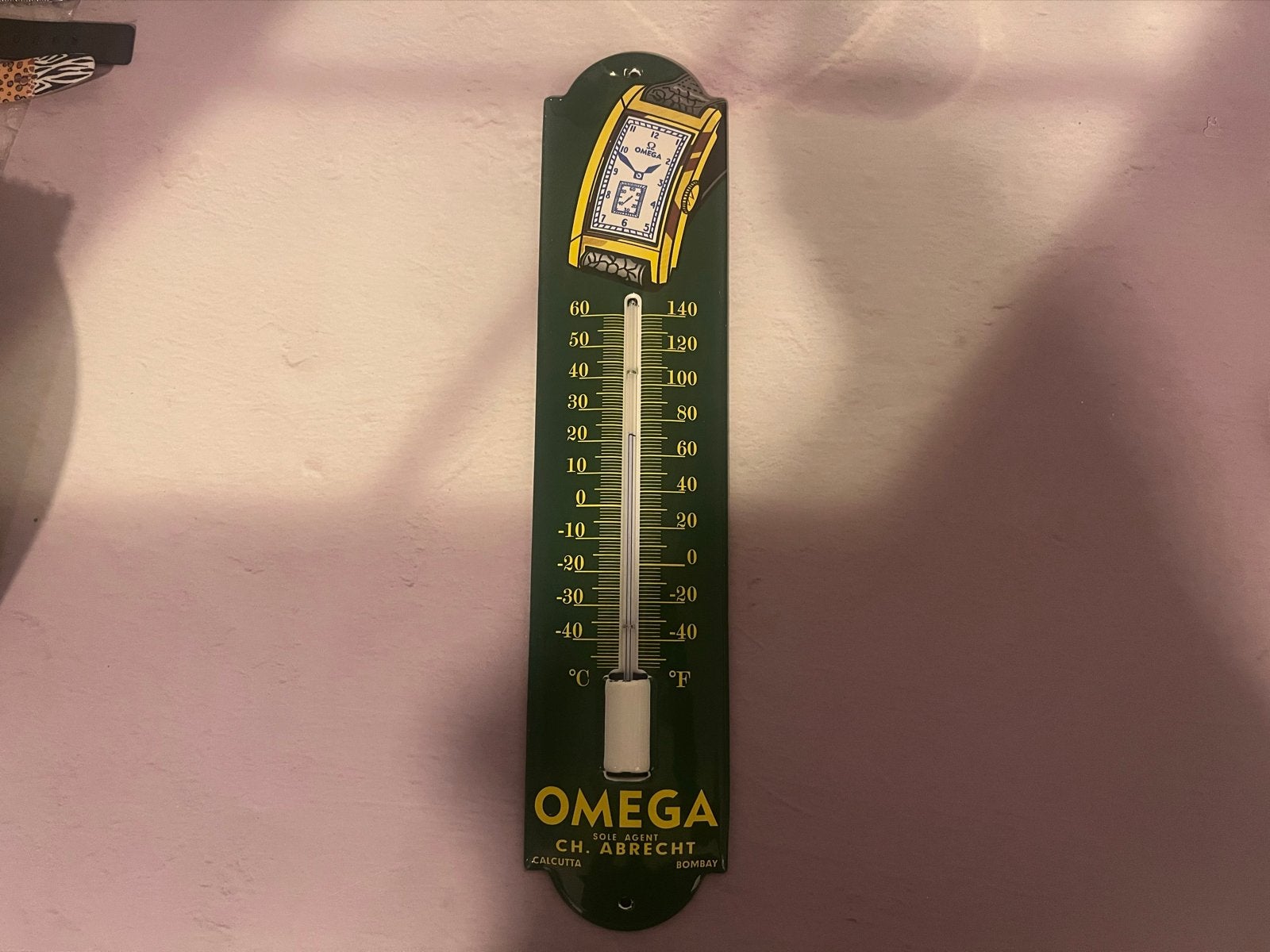 Vintage Omega Emaille Thermometer, Ophalen of Verzenden