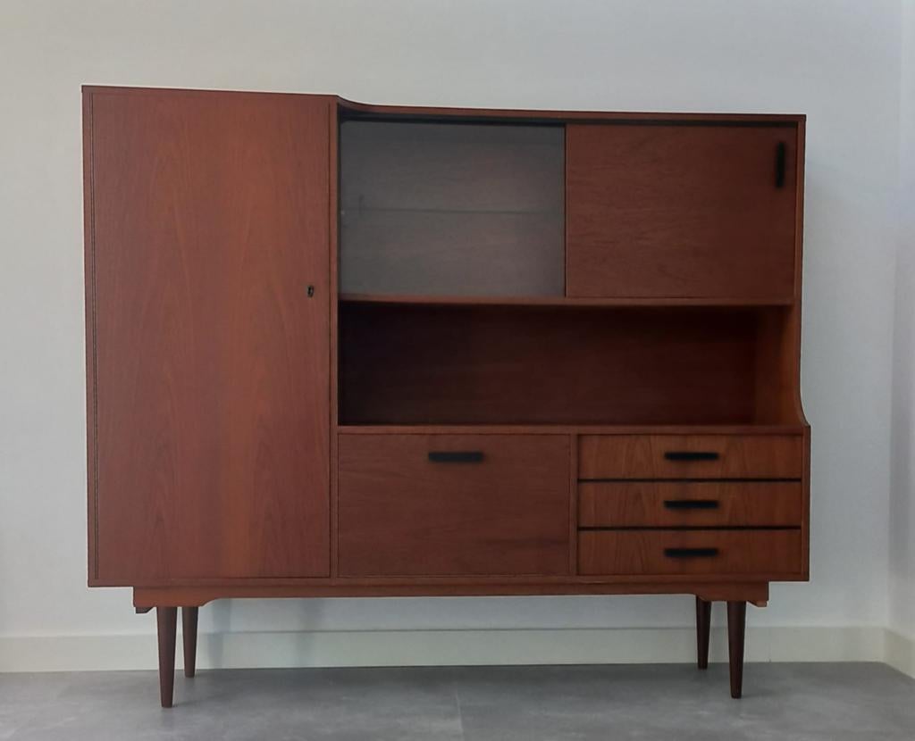 Jaren 60 vintage kast, Ophalen, Gebruikt, Vintage/retro/mid century modern, Glas
