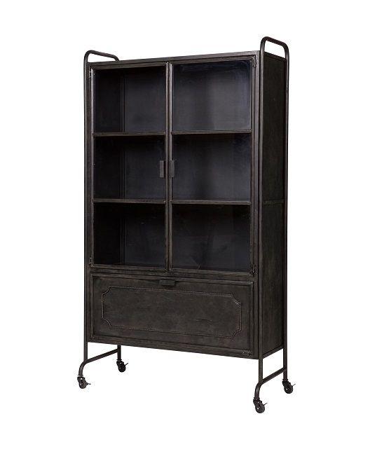 BePure Home Vitrinekast Zwart - Industriële Stijl, Ophalen, Gebruikt, 50 tot 100 cm, Metaal