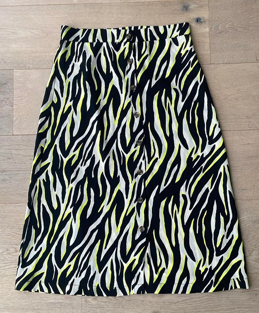 Rok midi costes zwart motief maat S, Zwart, Ophalen of Verzenden, Zo goed als nieuw, Maat 36 (S)
