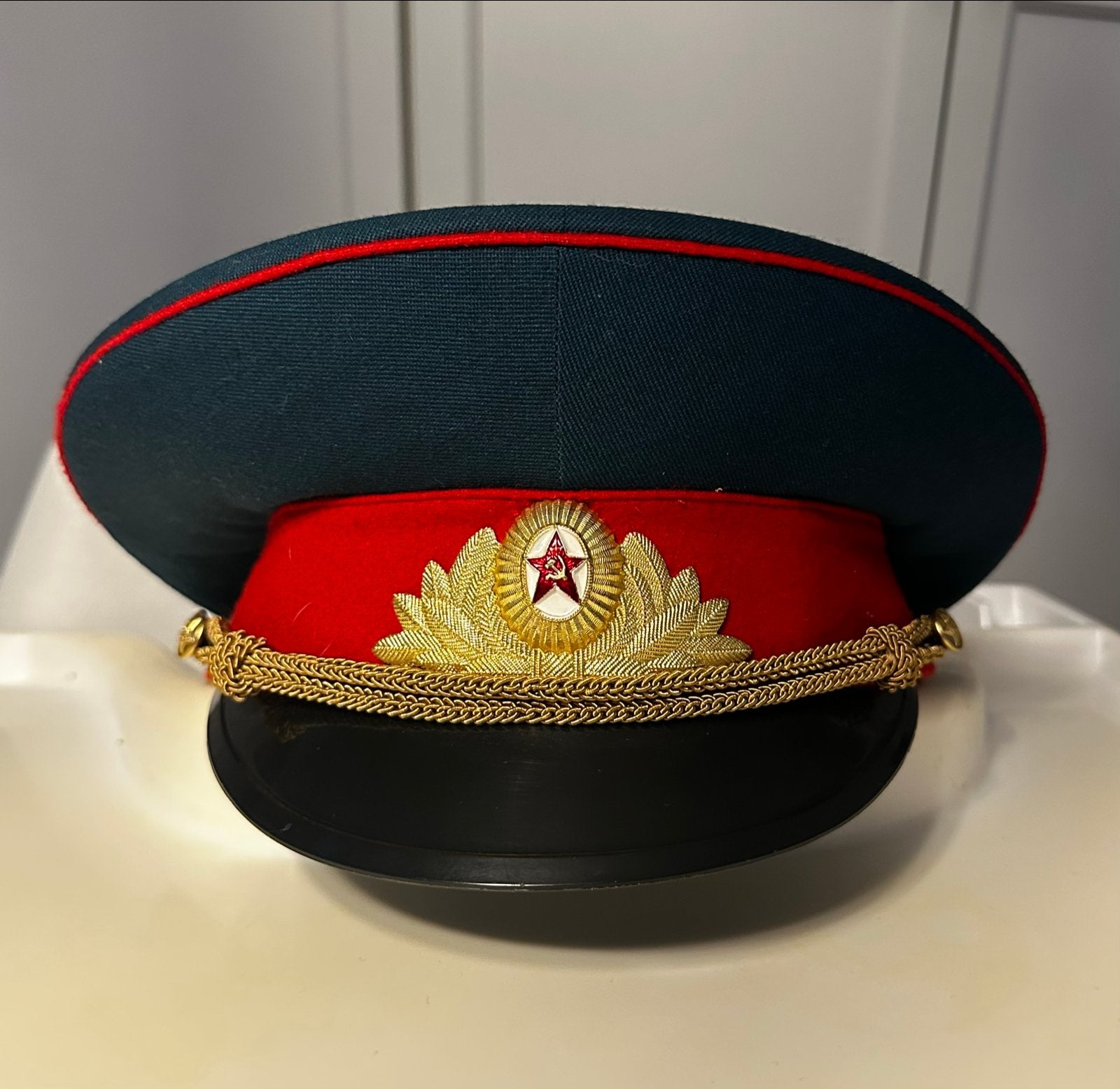 Vintage Sovjet Unie Militaire Officierspet - 1988(maat 57), Ophalen of Verzenden, Overige soorten, Overige gebieden, Helm of Baret