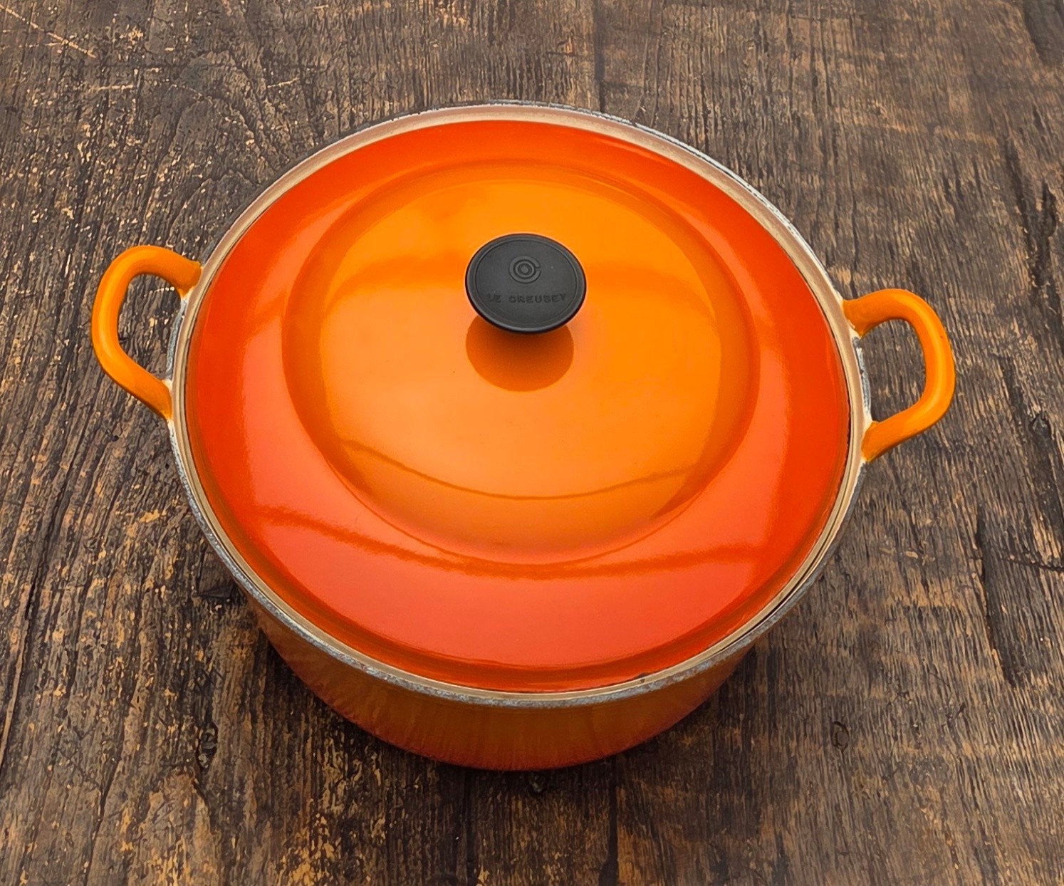 Originele Le Creuset gietijzeren braadpan / stoofpan 32 cm, Huis en Inrichting, Keuken | Potten en Pannen, Ophalen of Verzenden