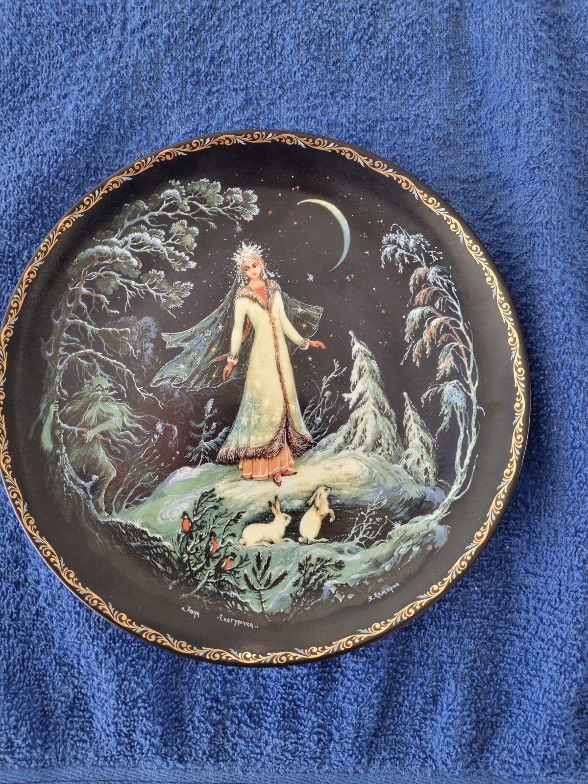Vintage Russische decoratieve plaat - Sneeuwmeisje, Ophalen of Verzenden