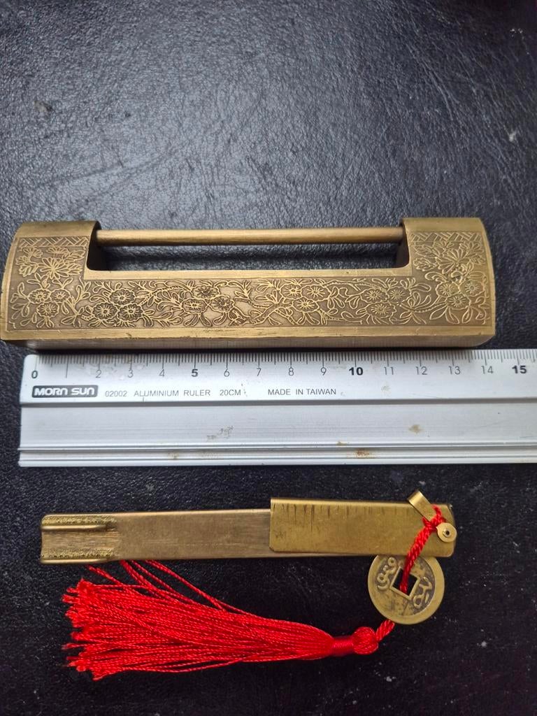 Chinees hangslot vintage, nieuw, Verzenden, Nieuw, Koper of Messing, Slot