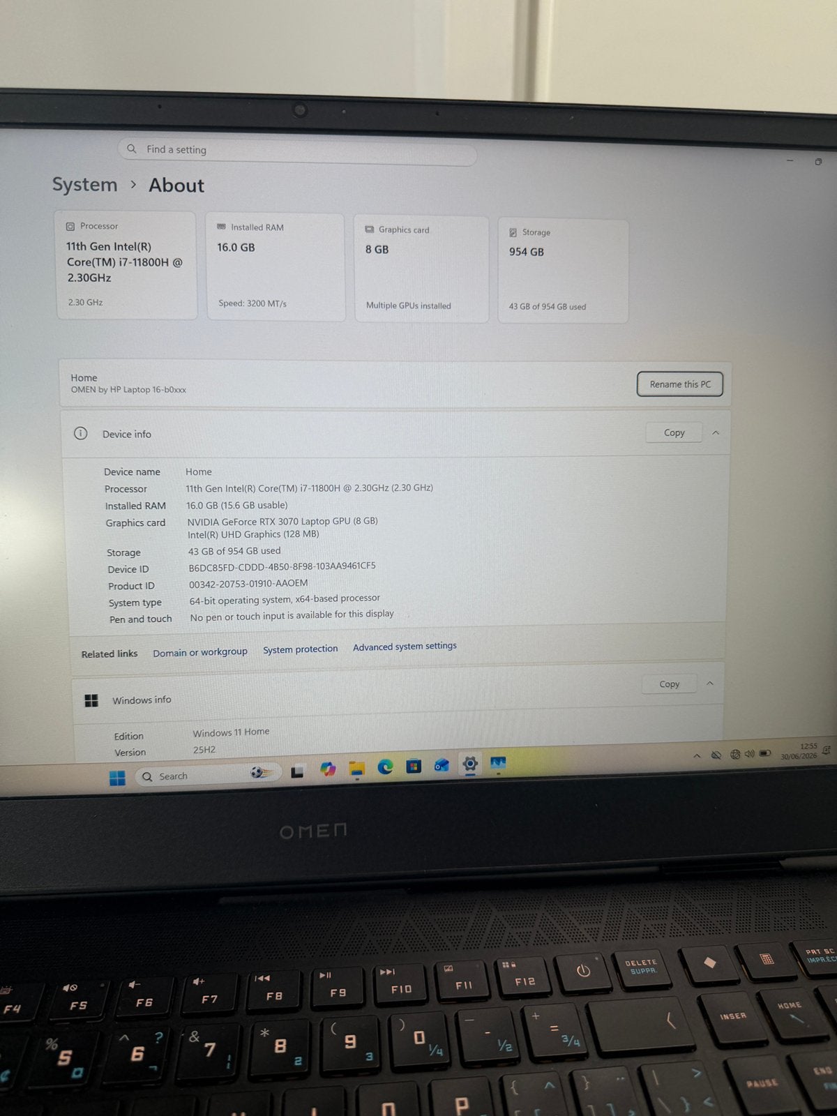 HP OMEN 16 RTX 3070 8GB i7-11800H 16GB RAM 1TB SSD QHD, Ophalen of Verzenden, Zo goed als nieuw, Gaming, 4 Ghz of meer