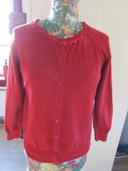 D1762 B by Bridget mt M vest rood glitters pailletten, Maat 38/40 (M), Verzenden, B by Bridget, Zo goed als nieuw