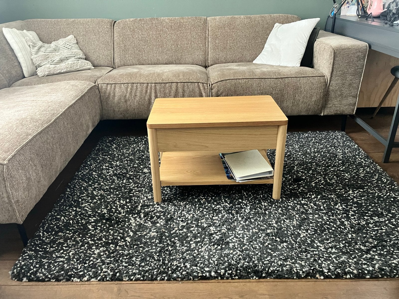 Ikea Hoogpolig Vloerkleed - Zwart/ Wit Gemêleerd, Ophalen, Gebruikt, 100 tot 150 cm, Zwart
