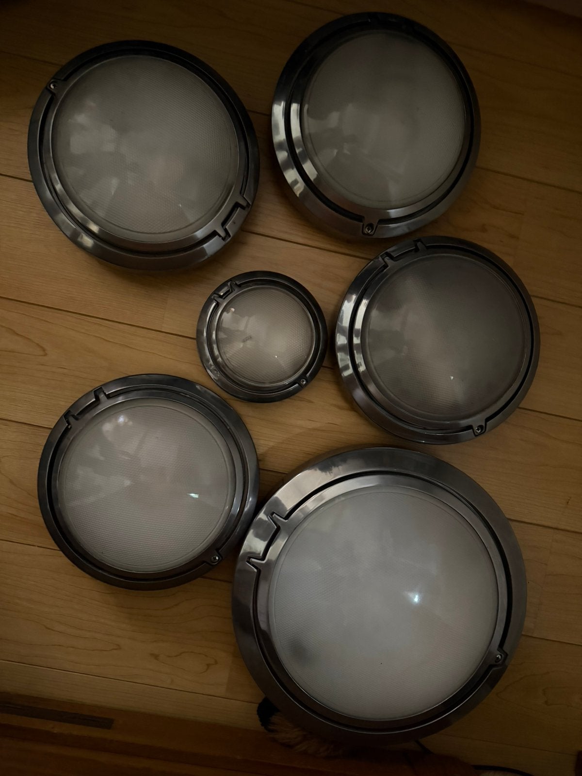 6 vintage Luceplan Metropoli plafond-/wandlampen — 3 maten, Ophalen, Gebruikt, Vintage, Overige materialen
