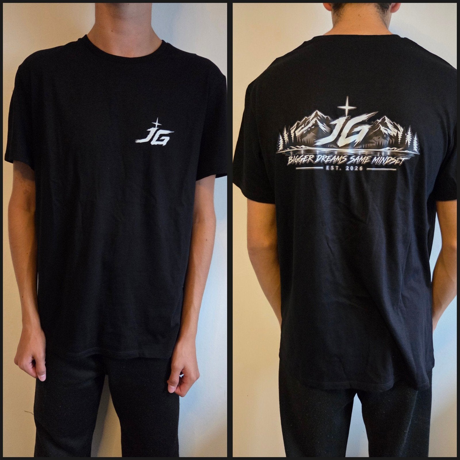 JG T-shirt - "Bigger Dreams Same Mindset" - Alle maten, Kleding | Heren, Zwart, Nieuw, Overige maten, Ophalen of Verzenden