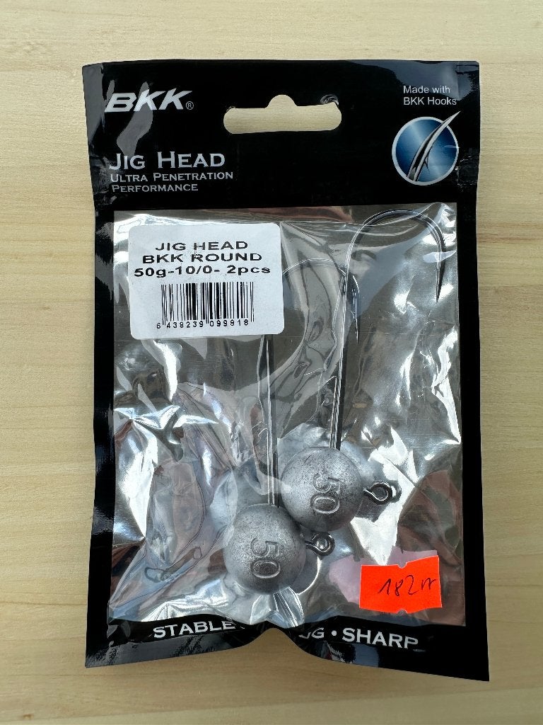 BKK Round Jig Head 50g 10/0 – 2 stuks Nieuw   (182), Ophalen of Verzenden, Nieuw, Haak